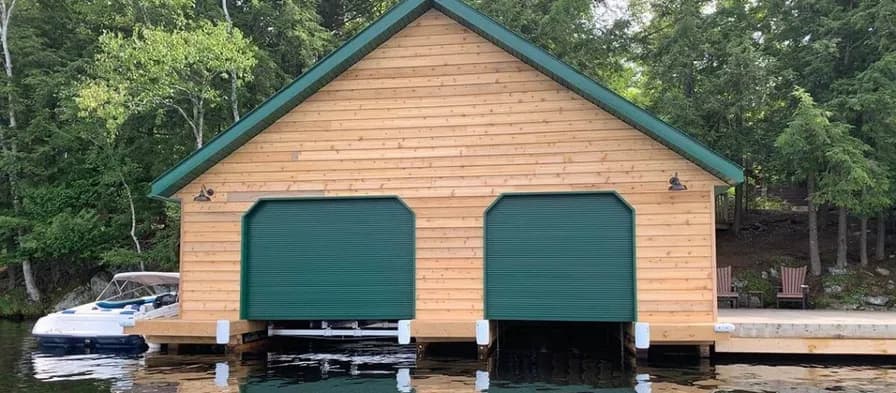 Roll-up door for a boat shelter
