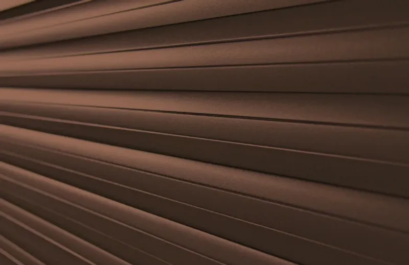 Dark brown roll-up garage door