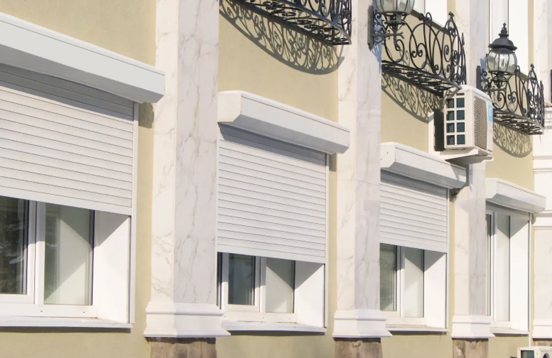Roller shutters on a home